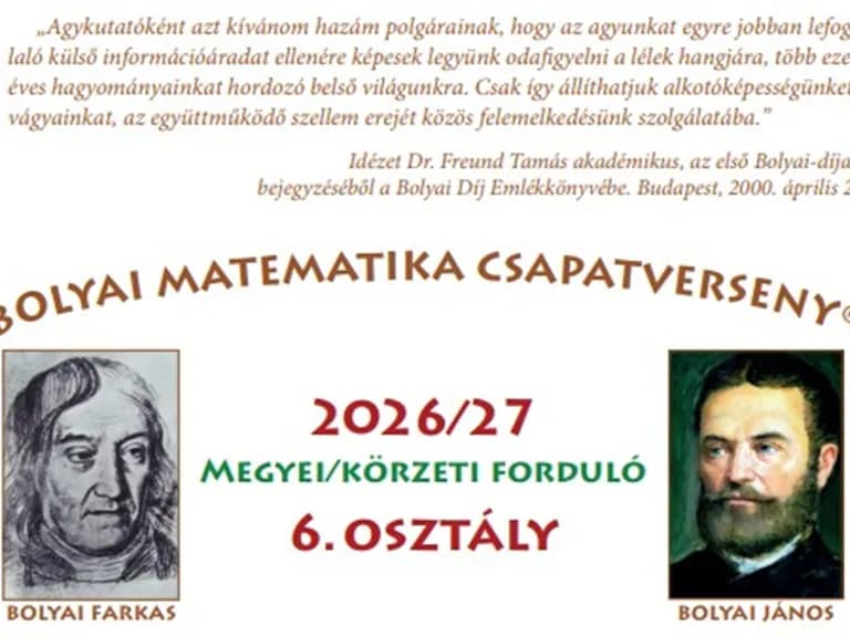 Bolyai Matematika csapatverseny, megyei forduló, 2026. 10.09.